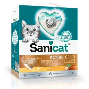 SaniCat (Саникет) Active Gold Argan Cat Litter - Бентонитовый ультракомкующийся наполнитель для кошачьего туалета с ароматом арганы; 6 л / 5,3 кг