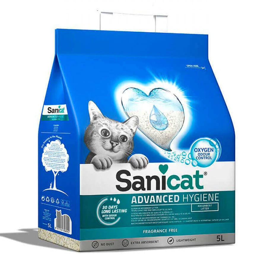 Sanicat (Саникет) Advanced Hygiene Cat Litter – Минеральный впитывающий наполнитель для кошачьего туалета без аромата; 5 л / 2 кг: цены и характеристики