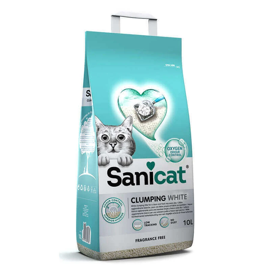 Sanicat (Саникет) Clumping White Cat Litter – Белый бентонитовый наполнитель комкующийся для кошачьего туалета без аромата; 10 л / 8 кг: цены и характеристики