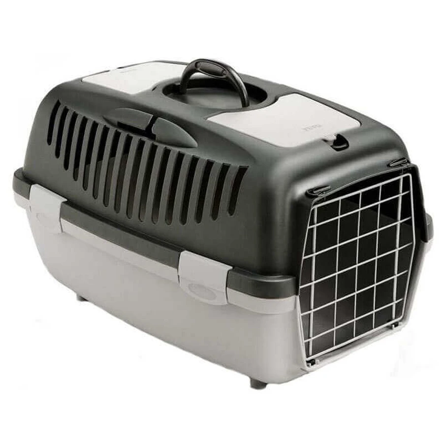 Stefanplast (Стефанпласт) Gulliver 2 with metal door - Переноска для животных весом до 8 кг с металлической дверью; 55x36x35 см (Тёмно-серый / Серый): цены и характеристики