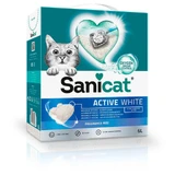 Sanicat (Санікет) Active White Cat Litter – Білий бентонітовий наповнювач, що утворює супергрудки, без запаху для котячого туалету; 6 л / 5,25 кг