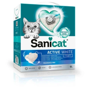 Sanicat (Саникет) Active White Cat Litter – Белый бентонитовый ультракомкующийся наполнитель без запаха для кошачьего туалета; 6 л / 5,25 кг