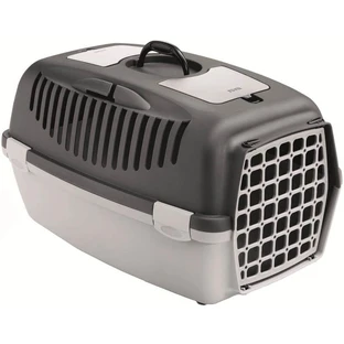 Stefanplast (Стефанпласт) Gulliver 2 with plastic door - Переноска для животных весом до 8 кг с пластиковой дверью; 55х36х35 см (Тёмно-серый / Серый)