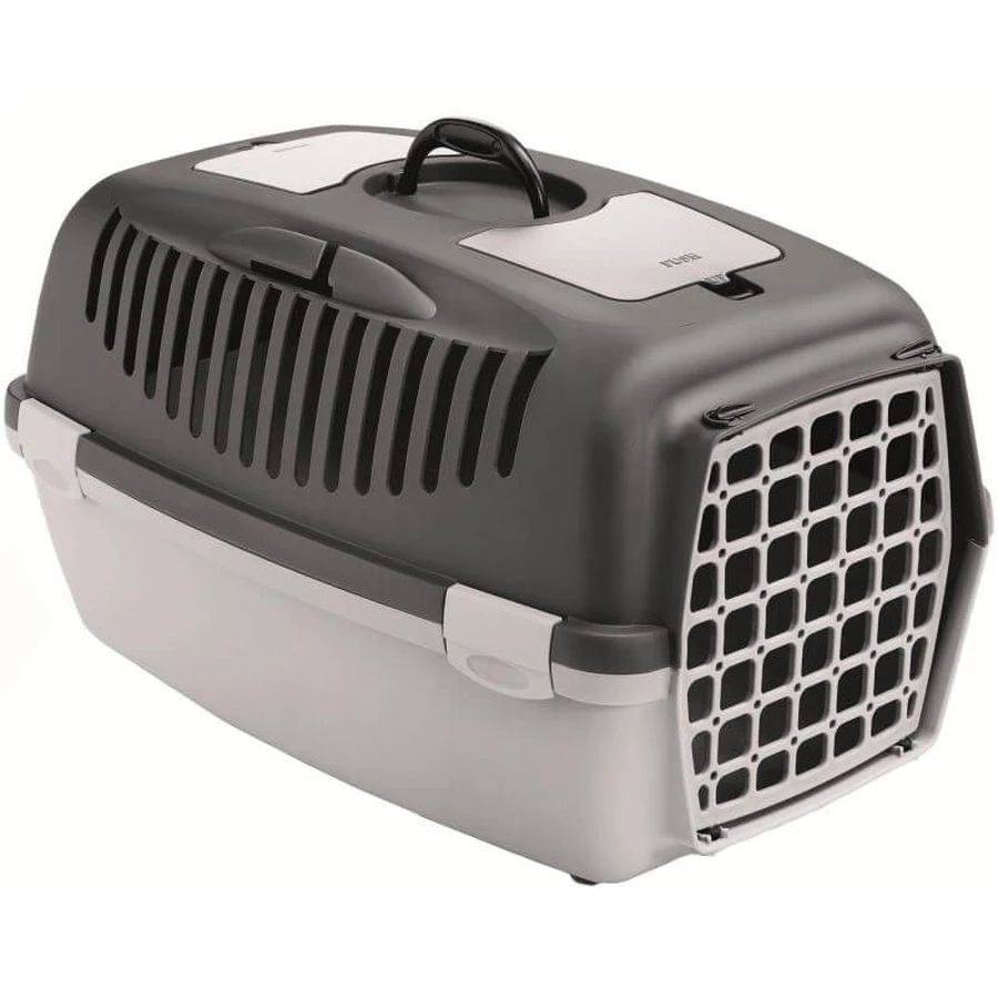 Stefanplast (Стефанпласт) Gulliver 2 with plastic door - Переноска для животных весом до 8 кг с пластиковой дверью; 55х36х35 см (Тёмно-серый / Серый): цены и характеристики