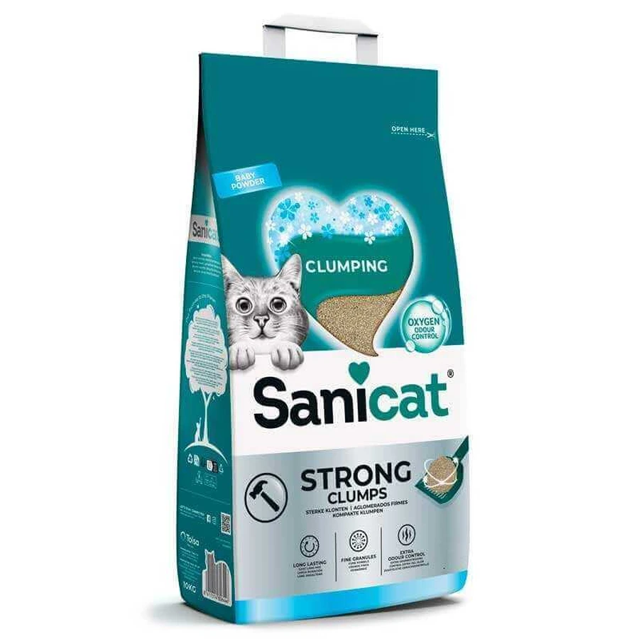 Sanicat (Санікет) Strong Clumps Baby Powder Cat Litter – Бентонітовий ультракомкуючий наповнювач з ароматом дитячої присипки для котячого туалету; 5 кг: ціни та характеристики