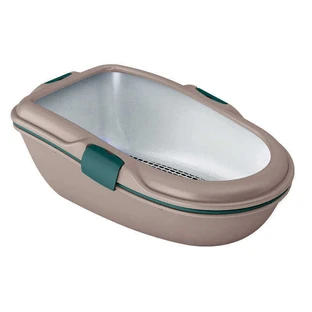 Stefanplast (Стефанпласт) Furba Chic - Туалет відкритий з високими бортами для котів; 69,5x47x26 см (Бежевий / Смарагдовий)