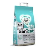 Sanicat (Санікет) Clumping White Cat Litter – Білий бентонітовий наповнювач, що утворює грудки, для котячого туалету без аромату; 20 л / 16 кг