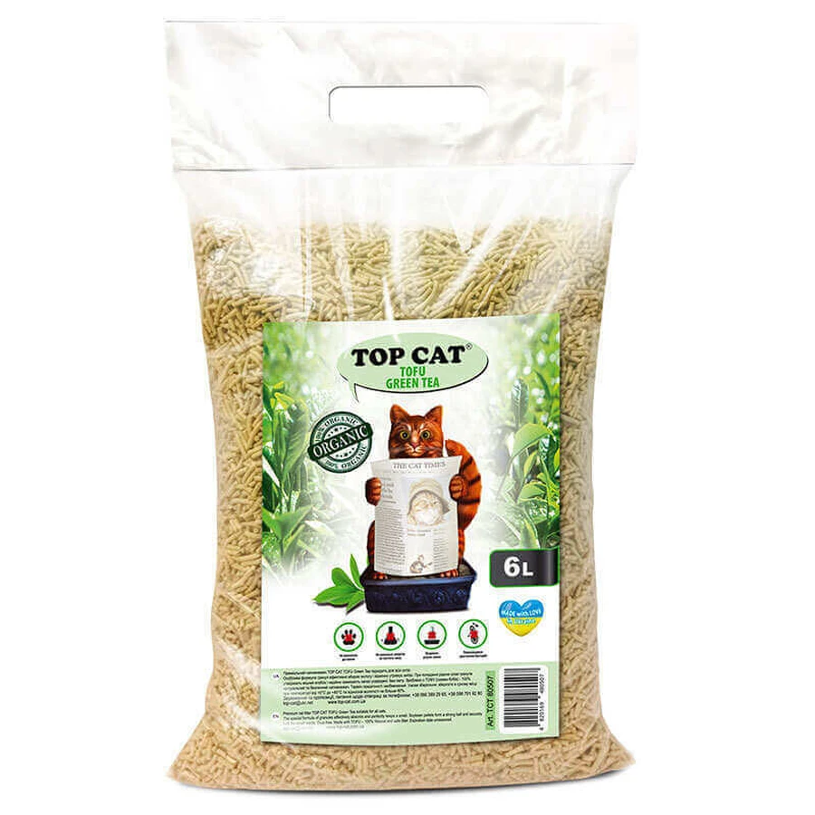 Top Cat (Топ Кэт) Тофу Green Tea - Наполнитель соевый Зеленый Чай для кошачьего туалета; 6 л / 2,6 кг (Салатовый): цены и характеристики