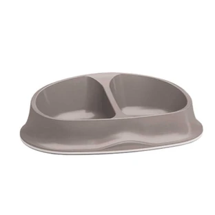 Stefanplast (Стефанпласт) Chic Double Bowl - Миска подвійна пластикова для собак та котів з протиковзким обідком; 2х250 мл (Бежевий)