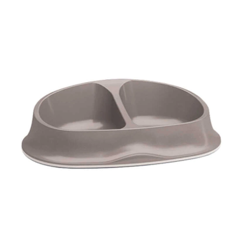 Stefanplast (Стефанпласт) Chic Double Bowl - Миска подвійна пластикова для собак та котів з протиковзким обідком; 2х250 мл (Бежевий): ціни та характеристики