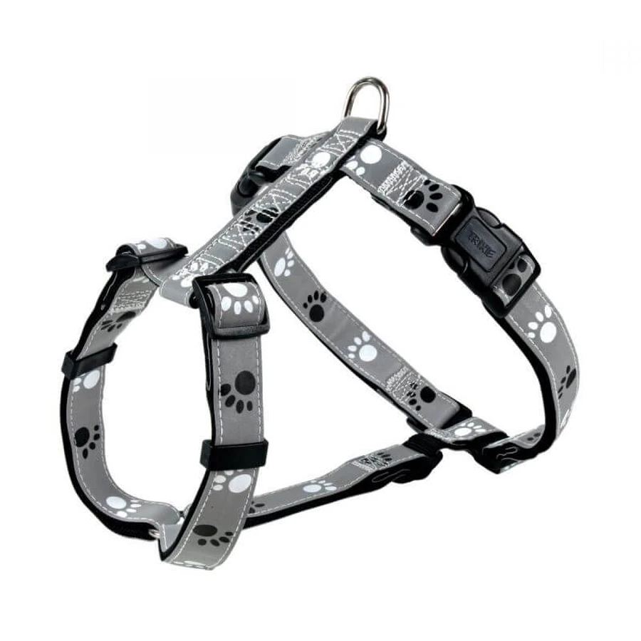Trixie (Трикси) Silver Reflective - Светоотражающая нейлоновая шлея с лапками для собак; M-L/50-75 см (Серый): цены и характеристики