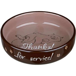 Trixie (Трикси) Thanks for Service - Миска керамическая для кошек с рисунком и надписью; 300 мл/15 см (Цвета в ассортименте)