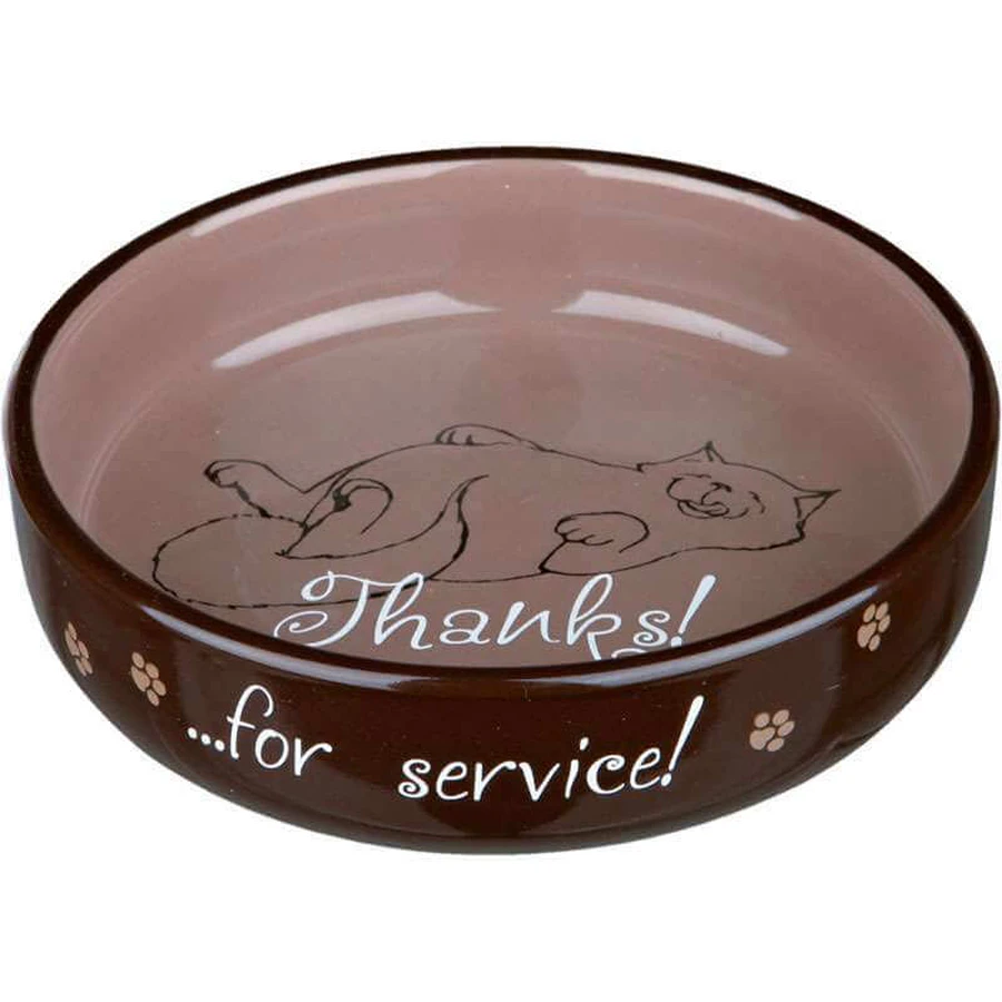 Trixie (Трикси) Thanks for Service - Миска керамическая для кошек с рисунком и надписью; 300 мл/15 см (Цвета в ассортименте): цены и характеристики