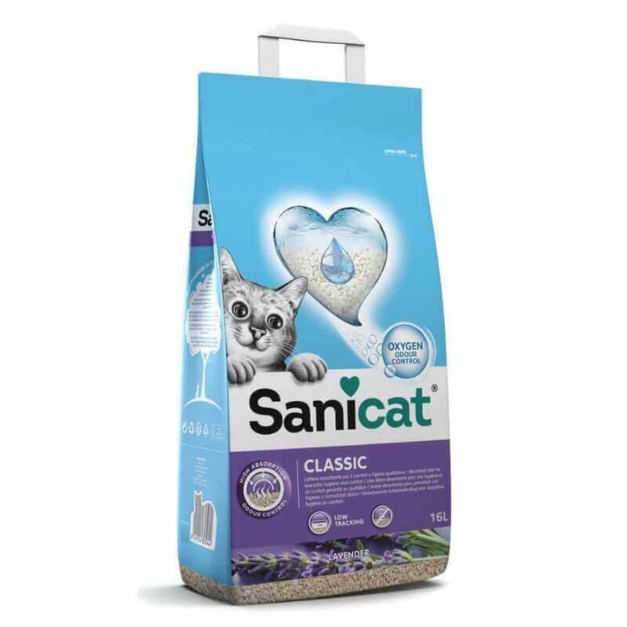 Sanicat (Санікет) Classic Cat Litter Lavender – Мінеральний наповнювач, що поглинає рідину, для котячого туалету з ароматом лаванди; 16 л / 11 кг: ціни та характеристики