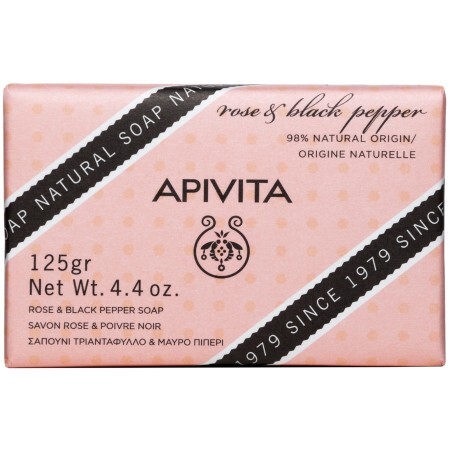 Твердое мыло Apivita с розой и черным перцем, 125 г