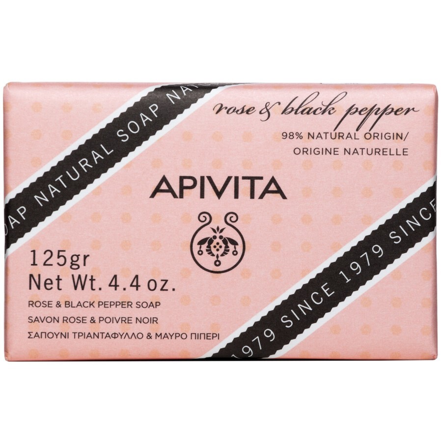 Твердое мыло Apivita с розой и черным перцем, 125 г: цены и характеристики