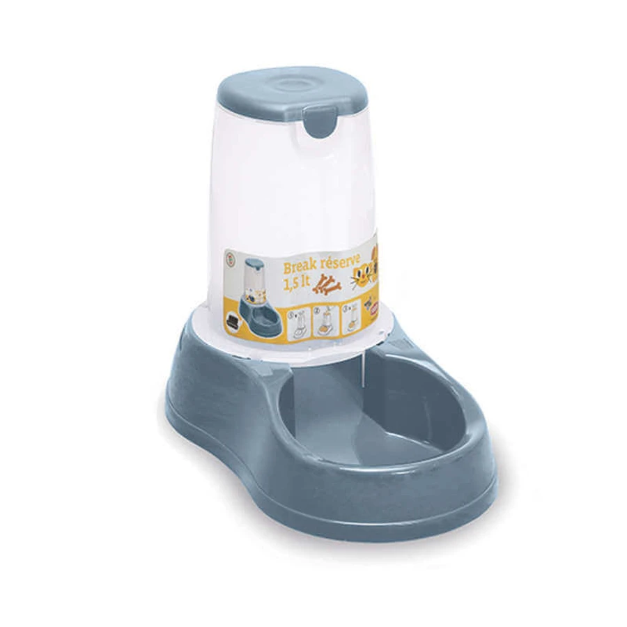 Stefanplast (Стефанпласт) Break reserve Food - Миска автоматична пластикова для корму; 1,5 л (Металевий синій): ціни та характеристики