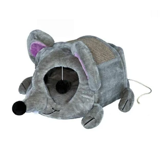 Trixie (Трикси) Lukas Cuddly Cave - Плюшевый домик-лежак с когтеточкой для кошек; 35х33х65 см (Серый)