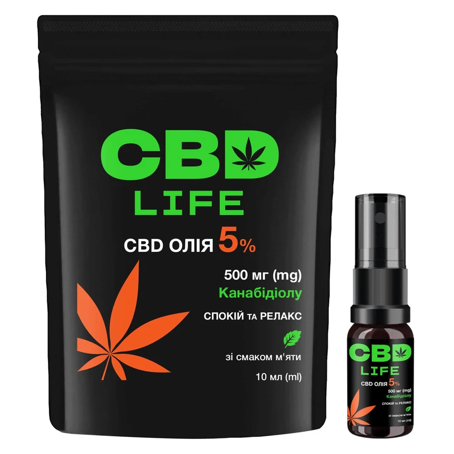 Канабідіол CBD life Олія 5%, спрей оральний зі смаком м'яти по 10 мл у флаконі: ціни та характеристики