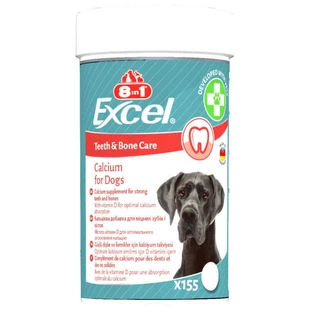 8in1 (8в1) Excel Calcium - Кальциевая добавка для собак, способствующая укреплению зубов и костей; 155 шт.