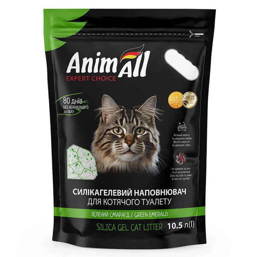 AnimAll (ЕнімАлл) Cat litter Green emerald - Наповнювач силікагелевий Зелений смарагд для котячого туалету; 10,5 л (Салатовий): ціни та характеристики