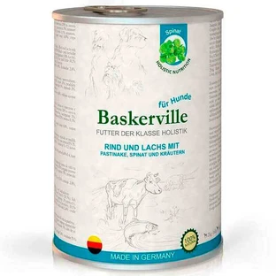Baskerville (Баскервіль) Holistic Rind und Lachs Mit Pastinake - Консерви для собак з лососем, яловичиною та шпинатом; 400 г