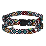 Bronzedog (Бронздог) Cat Urban Ethnic Hutsul Menthol - Нашийник Гуцульський з пластиковою пряжкою і дзвіночком для котів і собак мініатюрних порід; 1,0х18-28 см (Ментоловий)