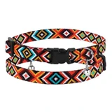 Bronzedog (Бронздог) Cat Urban Ethnic Hutsul Orange - Нашийник Гуцульський з пластиковою пряжкою і дзвіночком для котів і собак мініатюрних порід; 1,0х18-28 см (Помаранчевий)