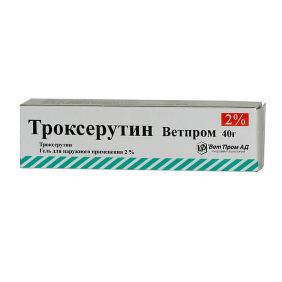 Троксерутин ветпром гель 20 мг/г туба 40 г: ціни та характеристики