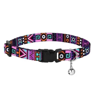 Bronzedog (Бронздог) Cat Urban Ethnic Purple - Нашийник із пластиковою пряжкою та дзвіночком для котів; 1,0х18-28 см (Фіолетовий)