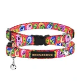 Bronzedog (Бронздог) Cat Urban Folk Flowers Coral - Нашийник із пластиковою пряжкою та дзвіночком для котів; 1,0х18-28 см (Кораловий)