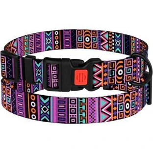 Bronzedog (Бронздог) Dog Urban Ethnic Purple - Ошейник с пластиковой пряжкой для собак различных пород; 2,0х30-40 см (Фиолетовый)