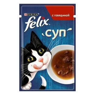 Felix (Фелікс) Soup with Beef - Додатковий консервований корм Суп з яловичиною для котів; 48 г