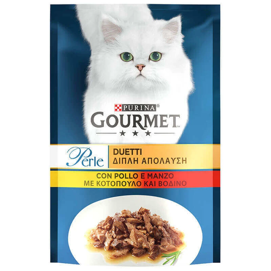 Gourmet (Гурмэ) Perle Duo - Влажный корм с курицей и говядиной для кошек (кусочки в подливе); 85 г: цены и характеристики