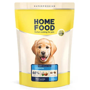 Home Food (Хоум Фуд) Puppy Medium/Maxi - Гіпоалергенний сухий корм Форель з рисом для цуценят собак середніх та великих порід; 1,6 кг