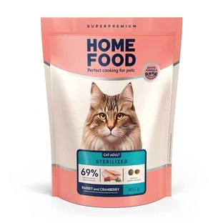 Home Food Sterilised/Neutered - Сухий корм з кроликом та журавлиною для стерилізованих кішок і кастрованих котів; 400 г