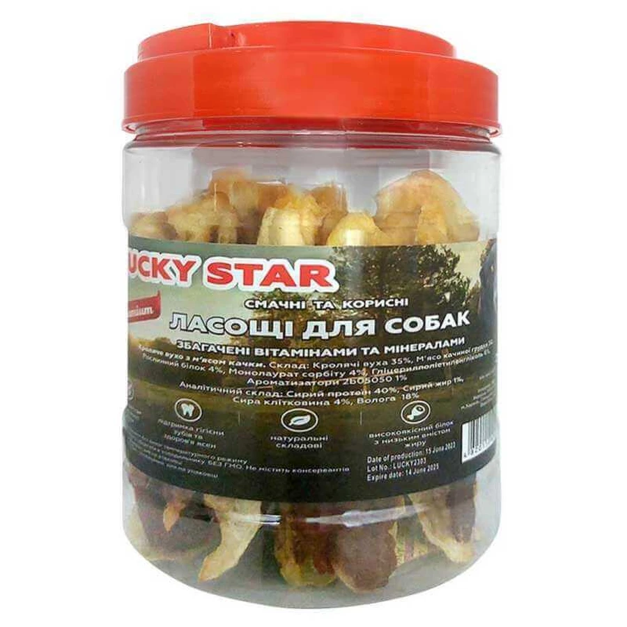 Lucky Star Premium Dog Snacks - Ласощі Кроляче вухо з м'ясом качки для собак; 250 г: ціни та характеристики