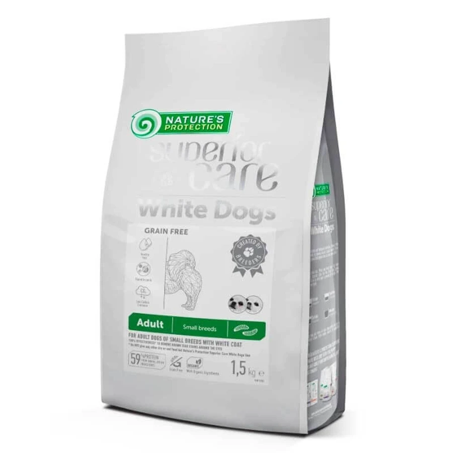 Nature's Protection Superior Care White Dogs Grain Free with Insect Adult Small Breeds - Сухой беззерновой корм с насекомыми для взрослых собак малых пород c белой шерстью; 1,5 кг: цены и характеристики