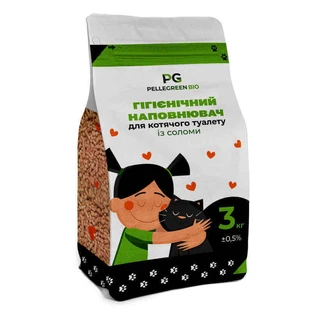 Pellegreen (Пеллегрин) BIO - Соломенный гигиенический наполнитель для кошачьего туалета и клеток грызунов; 3 кг