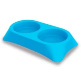 Petmax (Петмакс) Bowl Stella Double – Миска двойная пластиковая для котов и собак; 2х300 мл (Голубой)