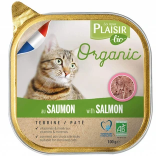 Plaisir (Плєзір) Bio Organic Adult Cat Salmon Terrine - Повнораціонний вологий корм із лососем для дорослих котів (террін); 100 г