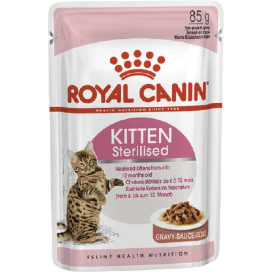 Royal Canin Kitten Sterilised - Консервований корм шматочками для стерилізованих кошенят (шматочки в соусі); 85 г: ціни та характеристики