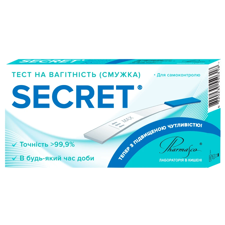 Тест-смужка Secret для визначення вагітності, 1 шт.: ціни та характеристики