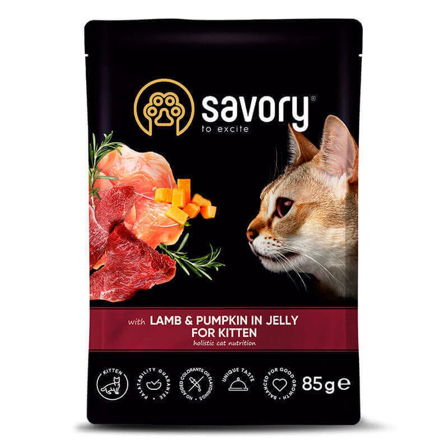 Подарунок Savory (Сейворі) Lambamp;Pumpkin in Jelly for Kitten - Вологий корм з ягням та гарбузом в желе для кошенят; 85 г: ціни та характеристики