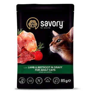 Подарунок Savory (Сейворі) Lambamp;Beetroot in Gravy for Adult Cats - Вологий корм ягня з буряком в соусі для дорослих котів; 85 г