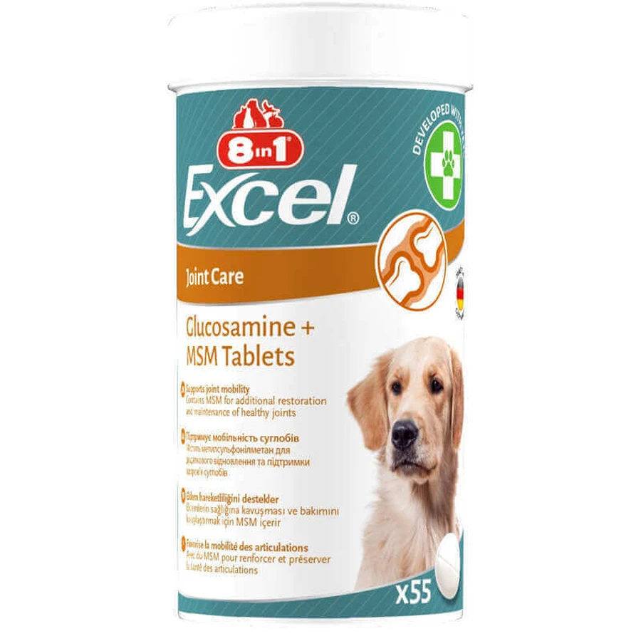 8in1 (8в1) Excel Glucosamine + MSM - Вітамінний комплекс для підтримки здоров'я і рухливості суглобів; 55 шт./уп.: ціни та характеристики