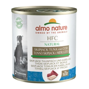 Almo Nature (Альмо Натюр) HFC Natural Adult Dog Skipjack Tunaamp;Cod - Консервований корм зі смугастим тунцем та тріскою для дорослих собак (шматочки в соусі); 280 г