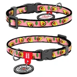 Collar (Коллар) WAUDOG Nylon - Ошейник для котов и собак мелких пород с рисунком "Авокадо на розовом", QR паспортом и пластиковой пряжкой-фастекс, нейлоновый; 1х20-30 см