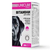 Unicum (Уникум) Premium - Кормовая добавка Витамины с биотином здоровая шерсть и кожа для собак; 100 таб. / 0,5 г