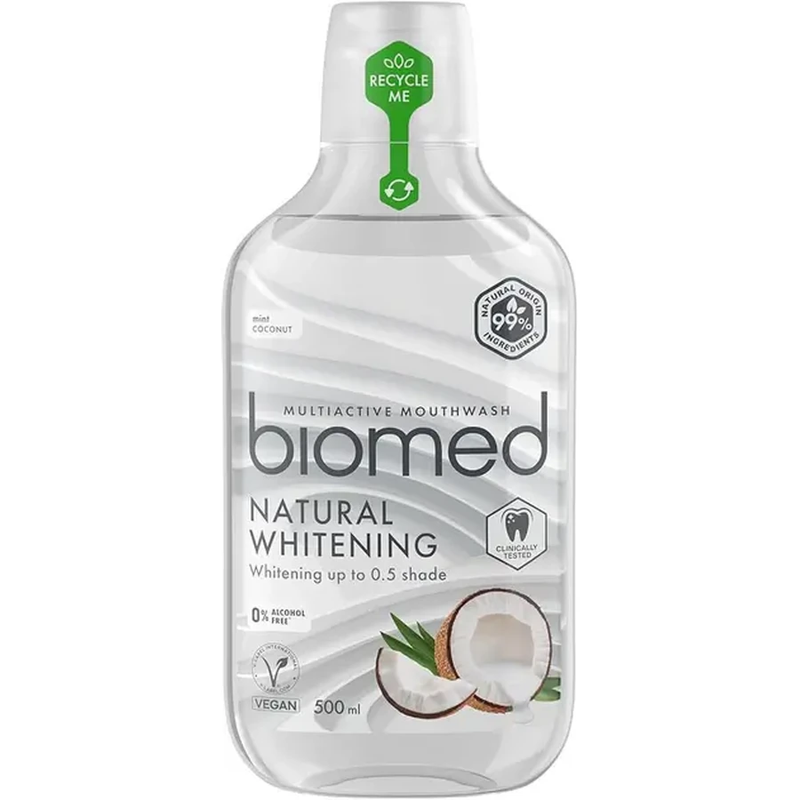 Ополіскувач для ротової порожнини BioMed Natural Whitening для комплексного догляду, 500 мл: ціни та характеристики